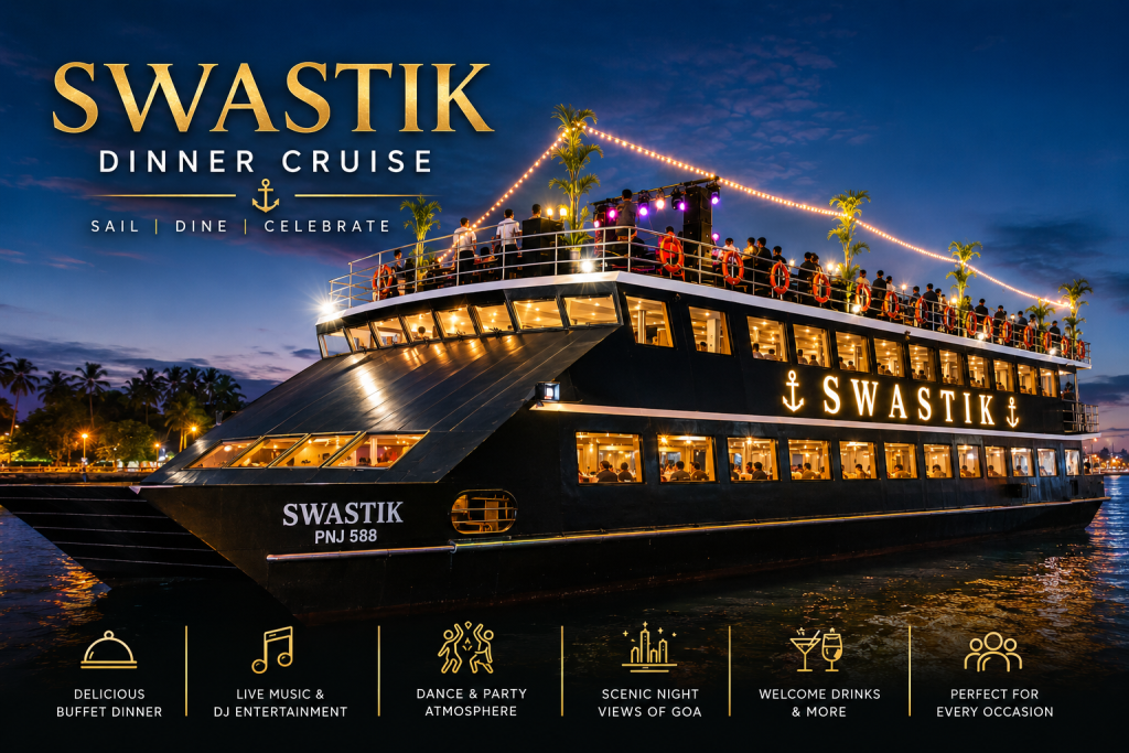 Swastik Dinner Cruise in Goa with buffet dinner, live music, DJ and Mandovi River night cruise