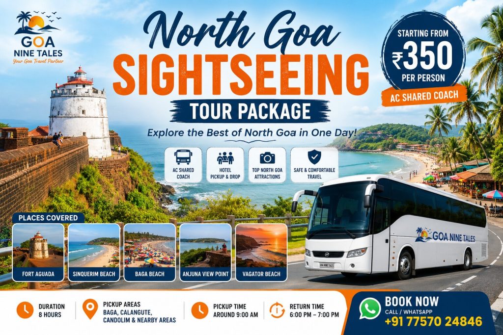 South Goa sightseeing tour package with beaches, heritage sites and AC shared coach