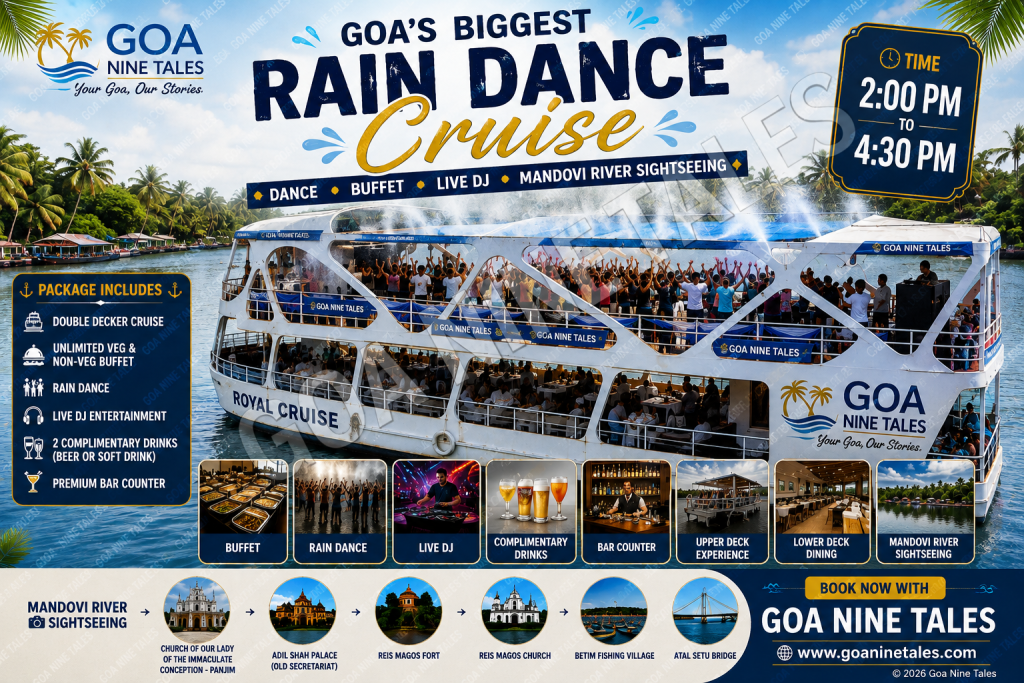 Royal Rain Dance Cruise Goa on Mandovi River with Buffet, Live DJ & Rain Dance | Goa Nine Tales