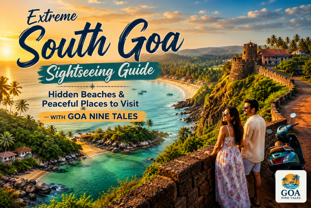 Extreme South Goa Sightseeing Guide featuring Cola Beach, Palolem Beach, Cabo de Rama Fort, hidden beaches, and peaceful places to visit with Goa Nine Tales.